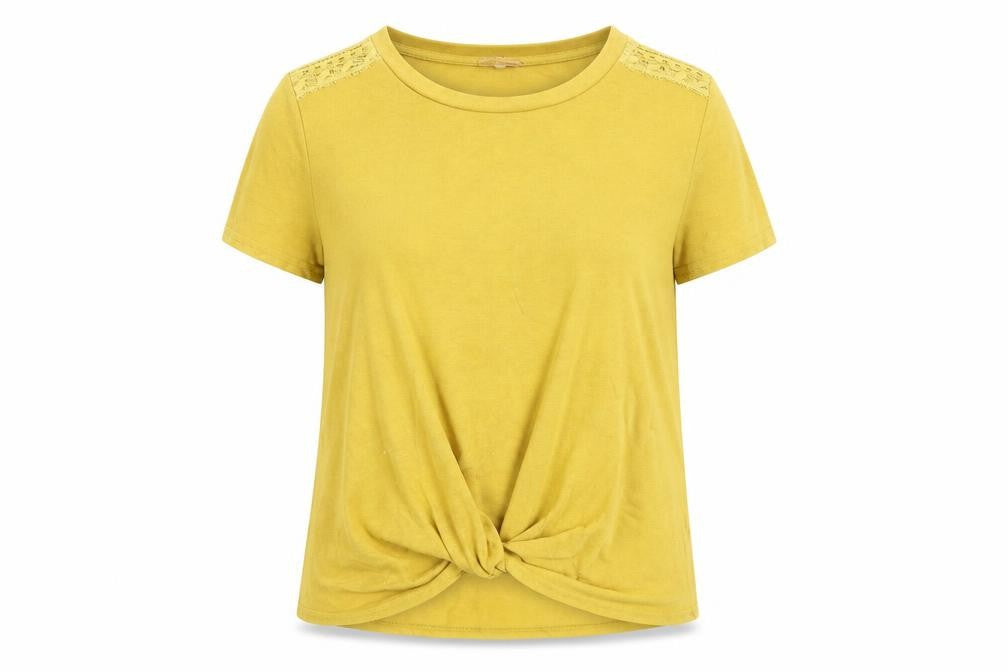 Next Womens Yellow Polyester Basic T-Shirt Size 10 Round Neck