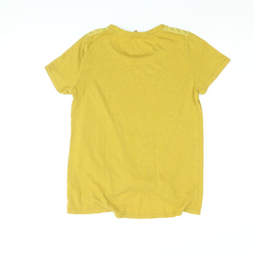 NEXT Womens Yellow Polyester Basic T-Shirt Size 10 Round Neck