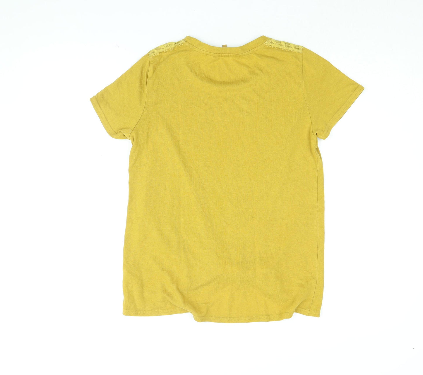 NEXT Womens Yellow Polyester Basic T-Shirt Size 10 Round Neck