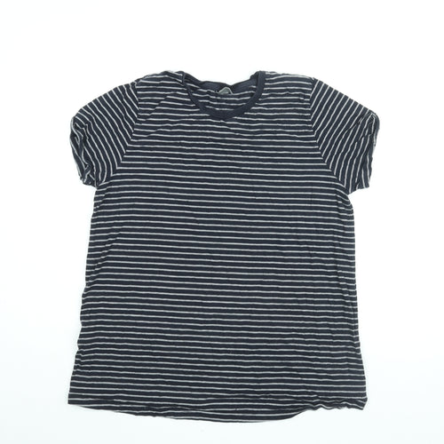 ASOS Womens Blue Striped Cotton Basic T-Shirt Size 12 Round Neck