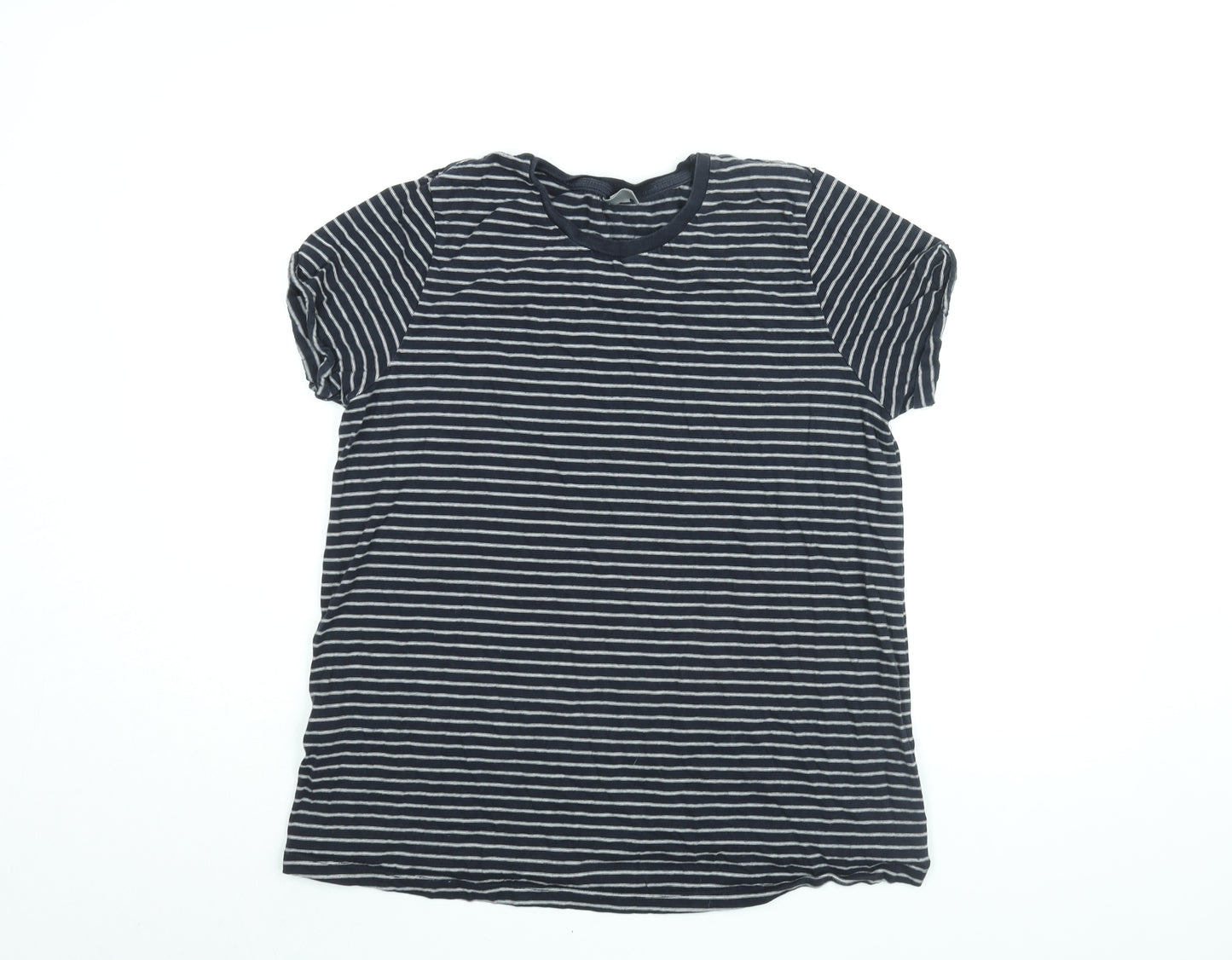 ASOS Womens Blue Striped Cotton Basic T-Shirt Size 12 Round Neck