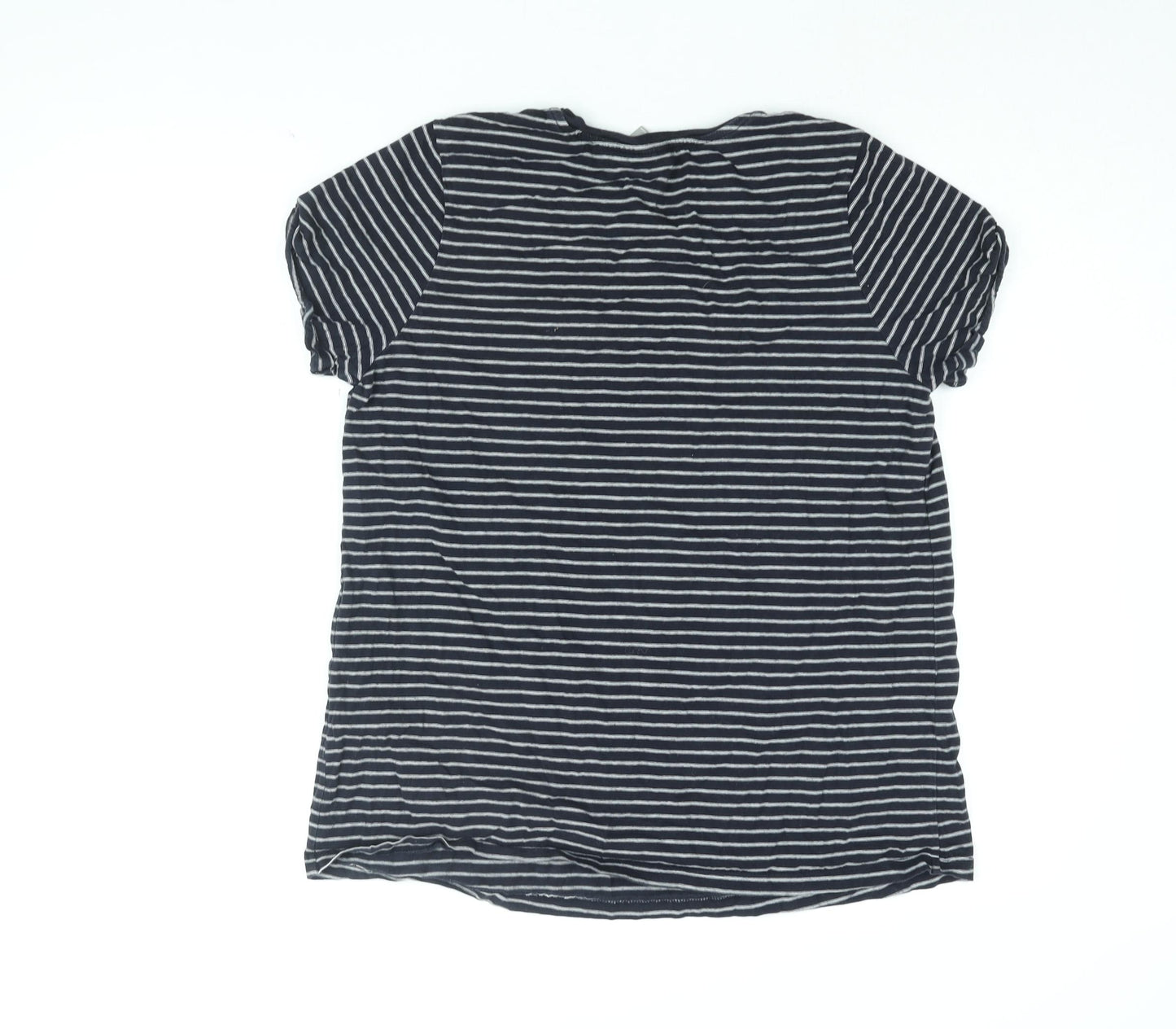 ASOS Womens Blue Striped Cotton Basic T-Shirt Size 12 Round Neck