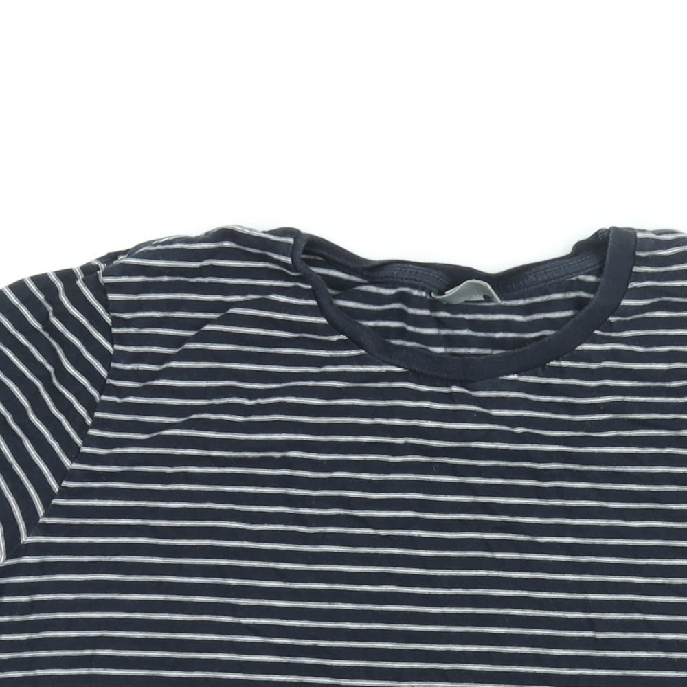 ASOS Womens Blue Striped Cotton Basic T-Shirt Size 12 Round Neck