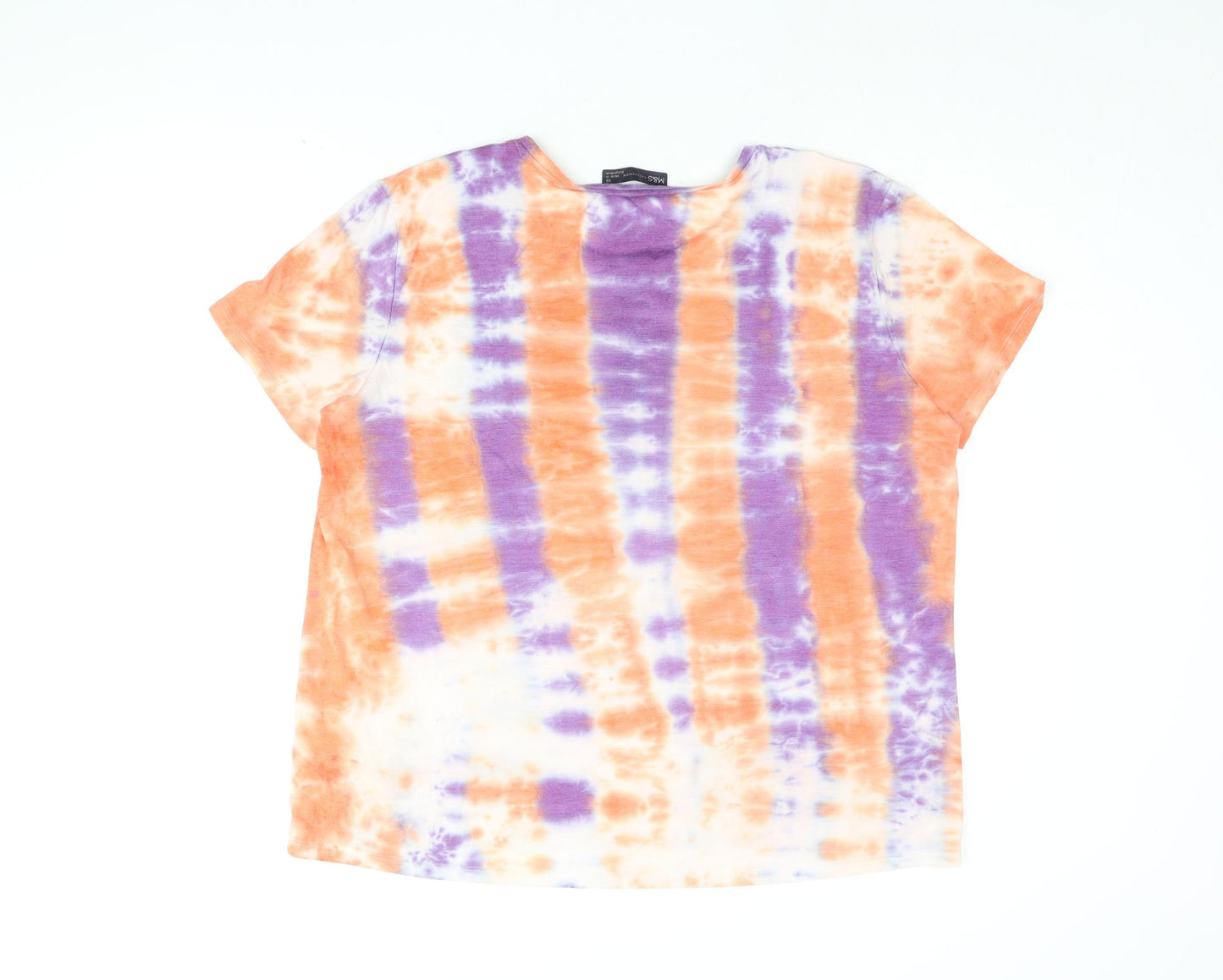 Marks and Spencer Womens Multicoloured Geometric Polyester Basic T-Shirt Size 18 Round Neck - Tie Dye, Never Chnage Your Stripes, Tiger