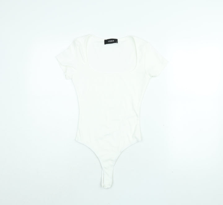 Cider Womens White Polyester Bodysuit One-Piece Size XS Snap