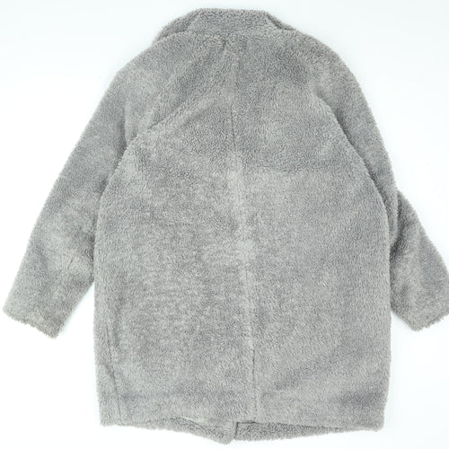 H&M Womens Grey Overcoat Coat Size M Snap