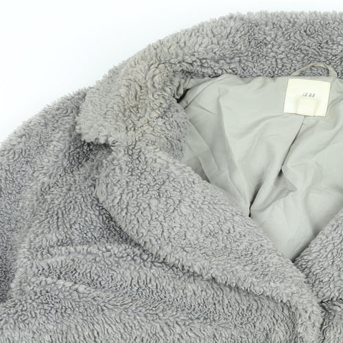 H&M Womens Grey Overcoat Coat Size M Snap