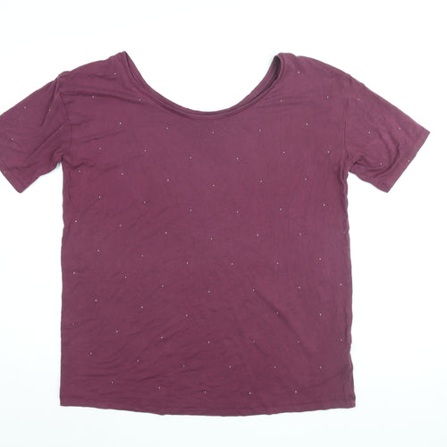 NEXT Womens Purple Viscose Basic T-Shirt Size 10 Round Neck