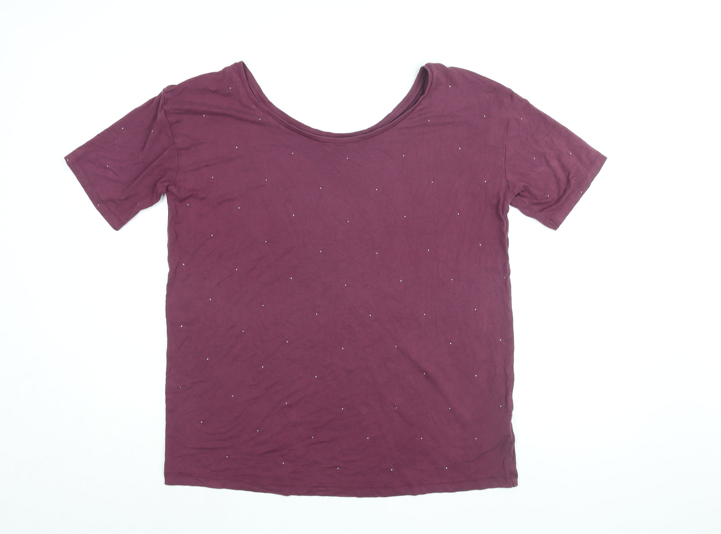 NEXT Womens Purple Viscose Basic T-Shirt Size 10 Round Neck
