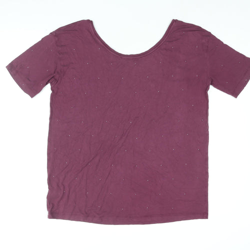 NEXT Womens Purple Viscose Basic T-Shirt Size 10 Round Neck