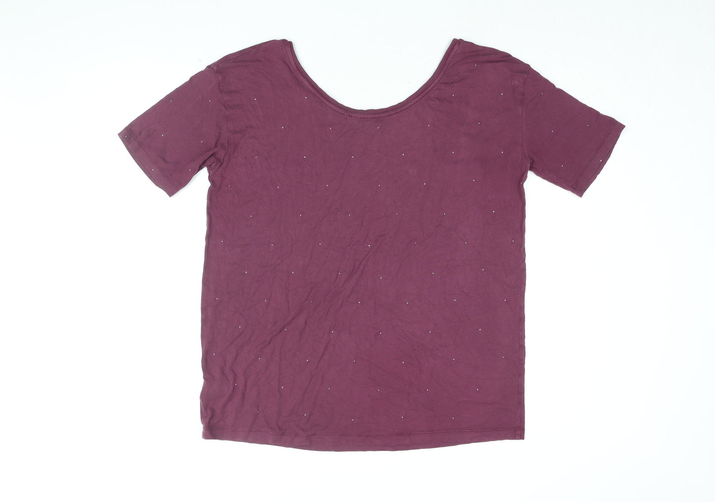 NEXT Womens Purple Viscose Basic T-Shirt Size 10 Round Neck