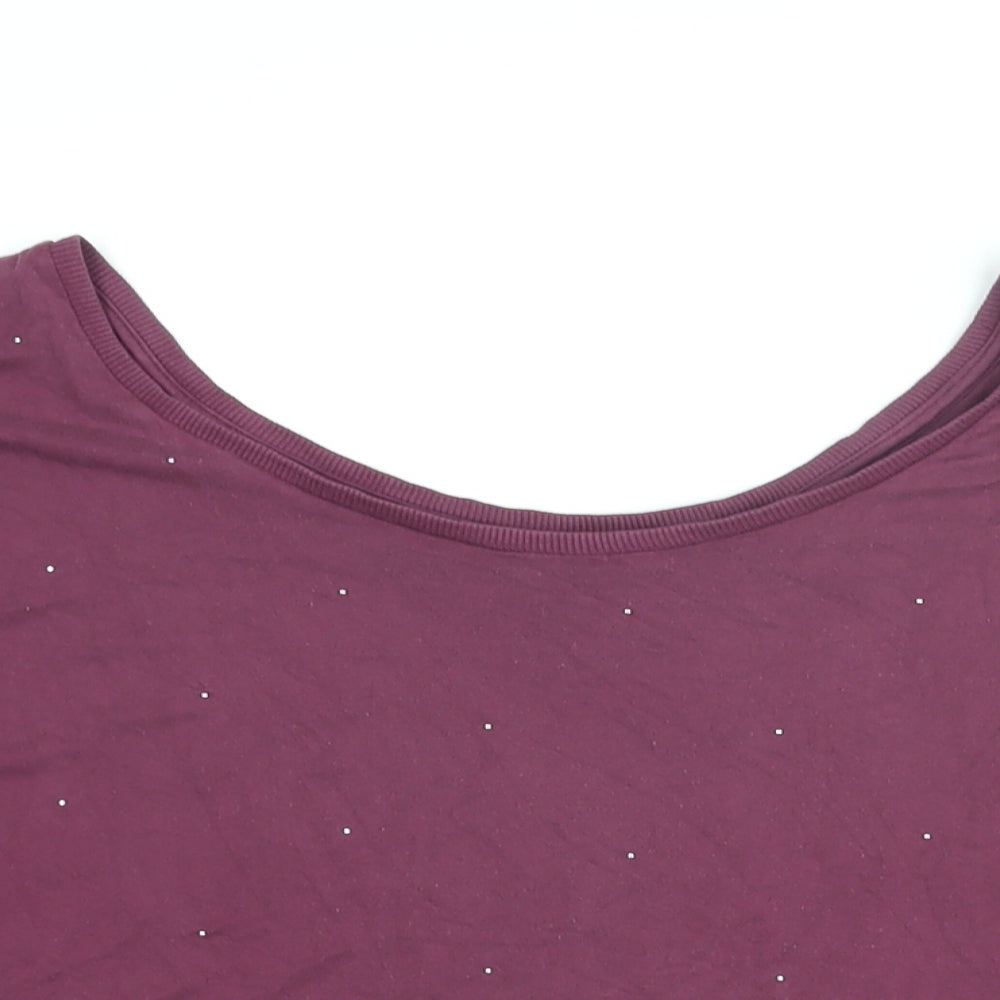 NEXT Womens Purple Viscose Basic T-Shirt Size 10 Round Neck