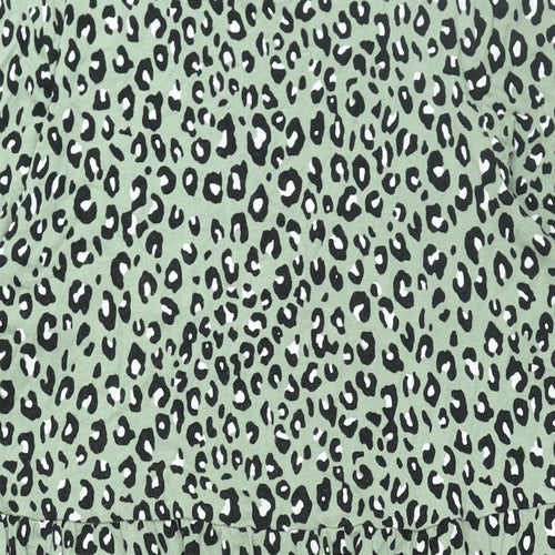 Marks and Spencer Womens Green Animal Print Viscose Shift Size 14 Round Neck Pullover - Leopard Print