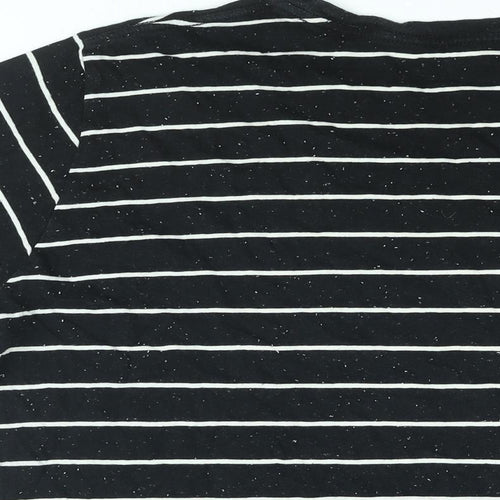 H&M Womens Black Striped Cotton Basic T-Shirt Size XL Round Neck