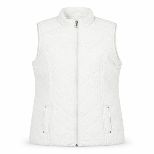 BM Collection Womens White Floral Gilet Coat Size 10 Zip