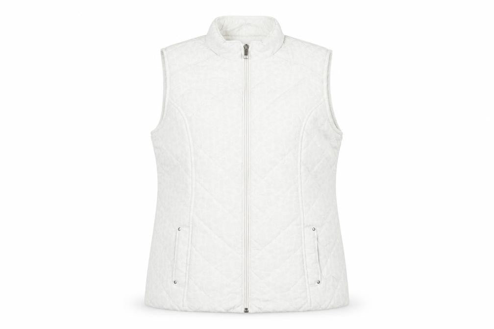 BM Collection Womens White Floral Gilet Coat Size 10 Zip