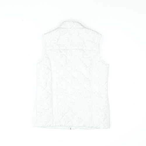 BM Collection Womens White Floral Gilet Coat Size 10 Zip
