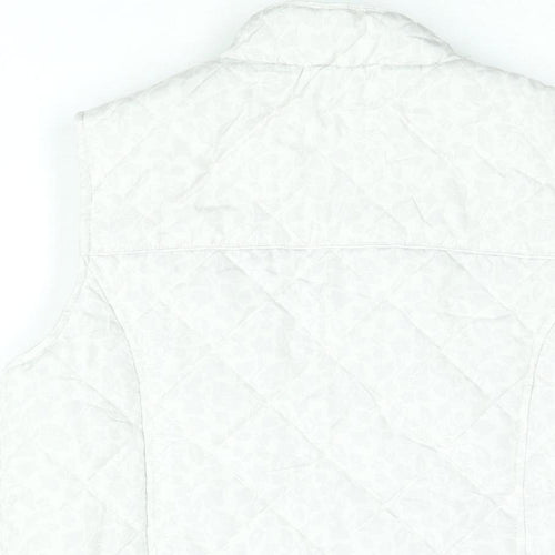 BM Collection Womens White Floral Gilet Coat Size 10 Zip