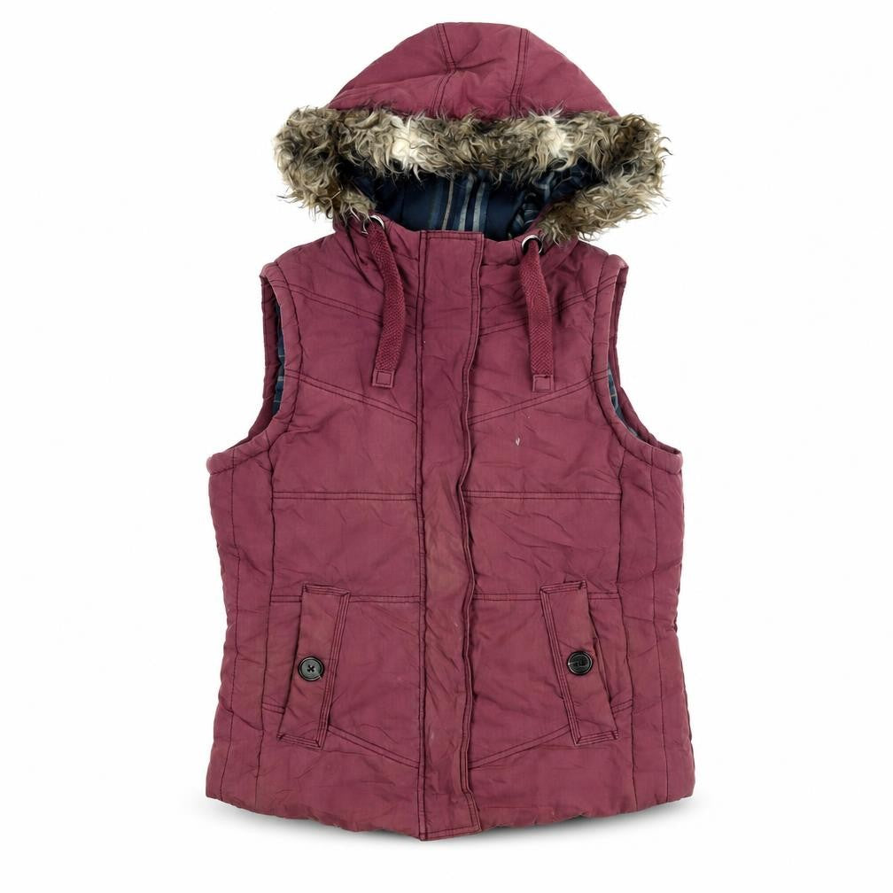 Front view of Marks & Spencer women’s pink gilet coat, size UK 10, zip
