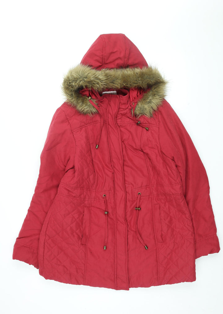 BHS Womens Red Overcoat Coat Size 18 Zip