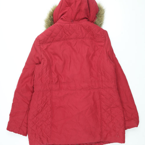 BHS Womens Red Overcoat Coat Size 18 Zip