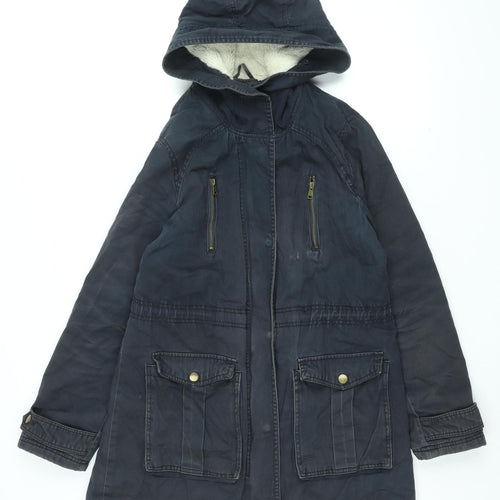 New Look Womens Blue Overcoat Coat Size 12 Zip
