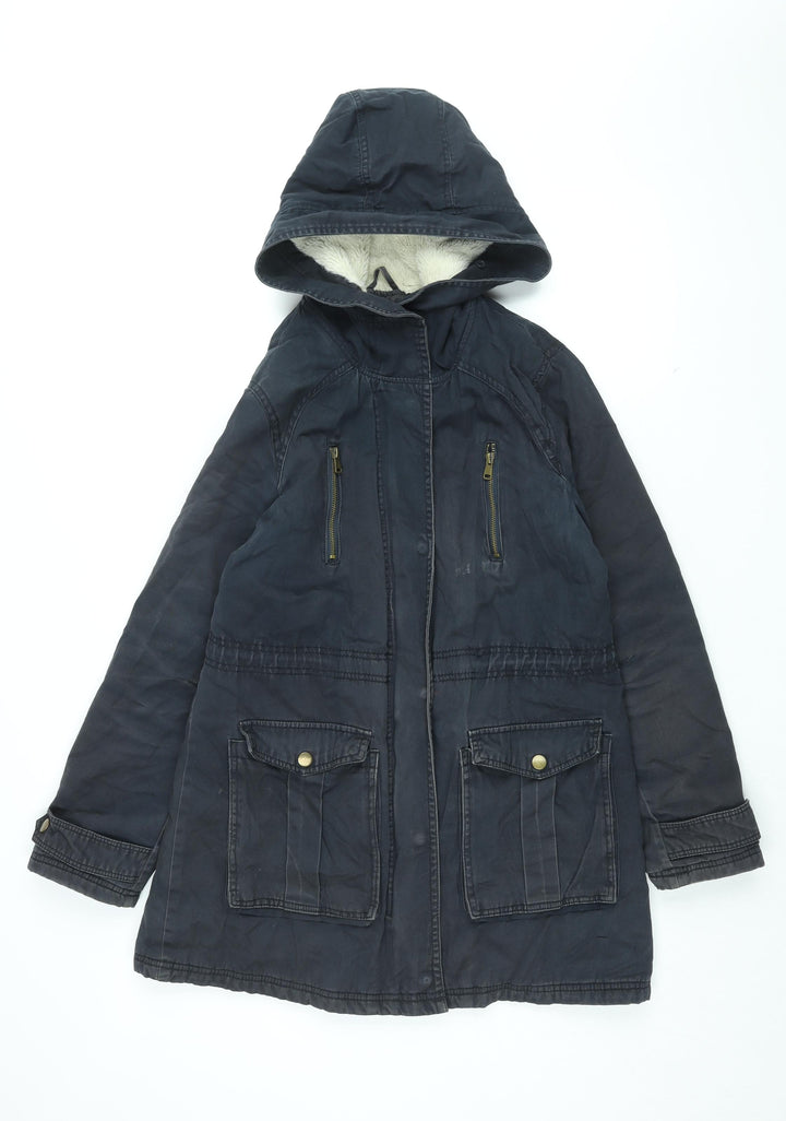 New Look Womens Blue Overcoat Coat Size 12 Zip