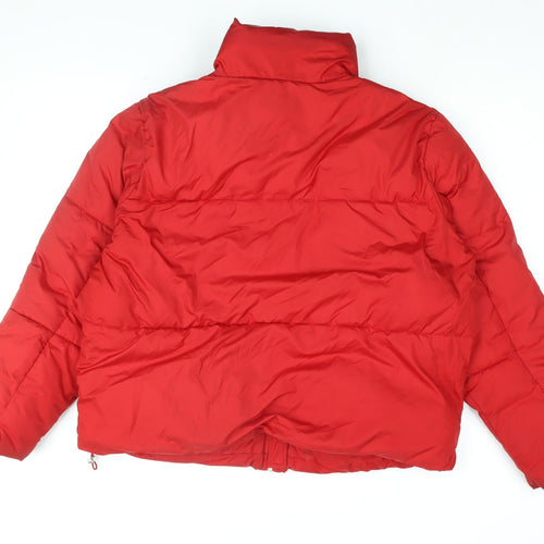 New Look Womens Red Puffer Jacket Coat Size L Zip