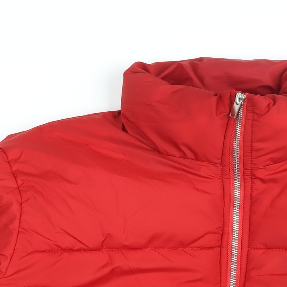 New Look Womens Red Puffer Jacket Coat Size L Zip