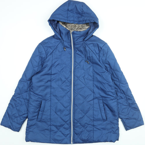 Anne De Lancay Womens Blue Jacket Coat Size M Zip