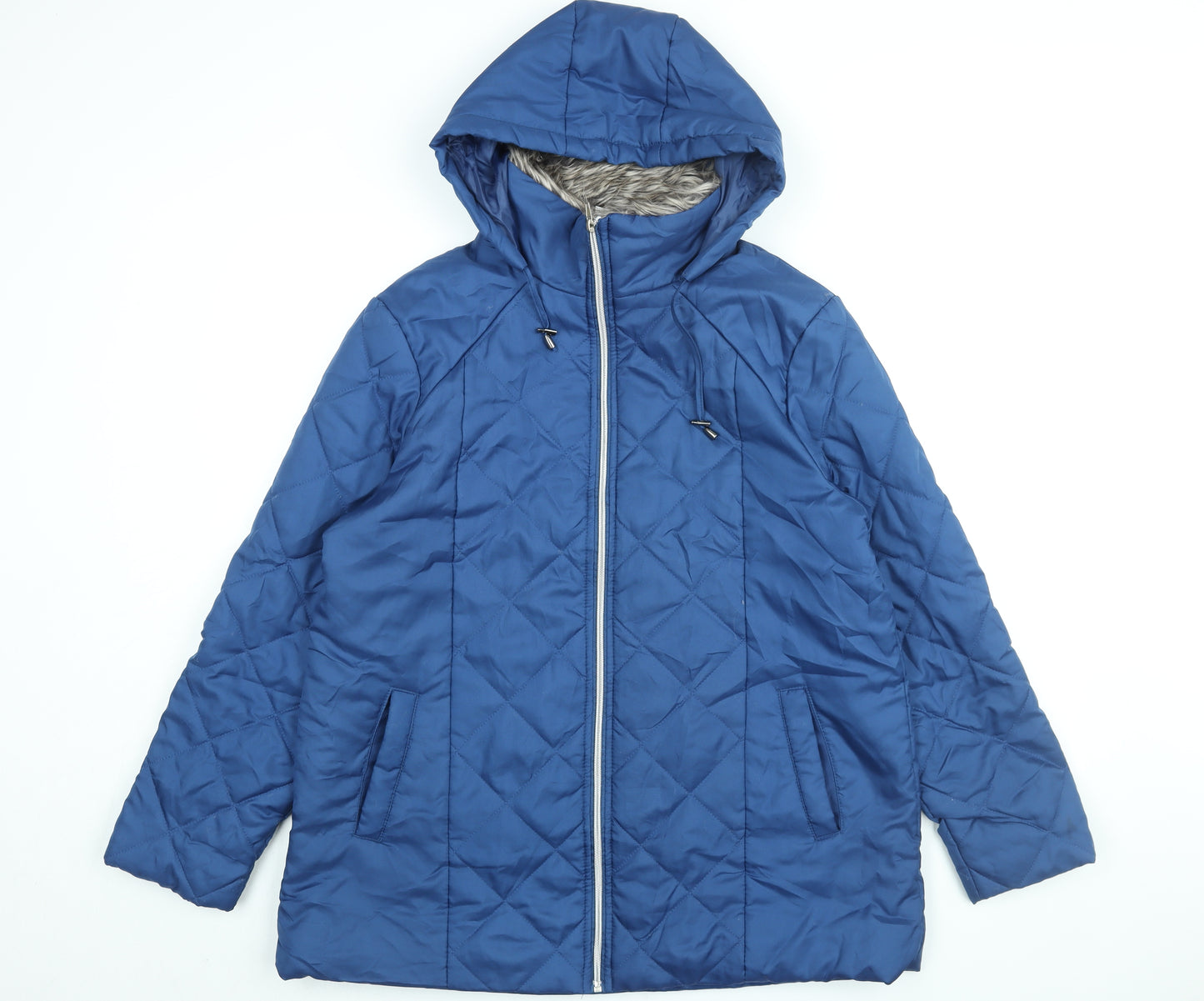 Anne De Lancay Womens Blue Jacket Coat Size M Zip