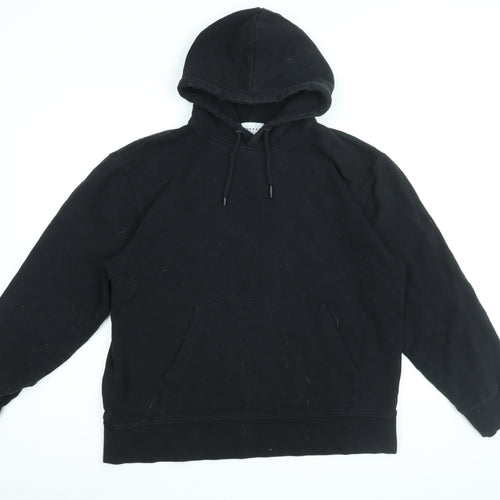 Topman Mens Black Cotton Pullover Hoodie Size L