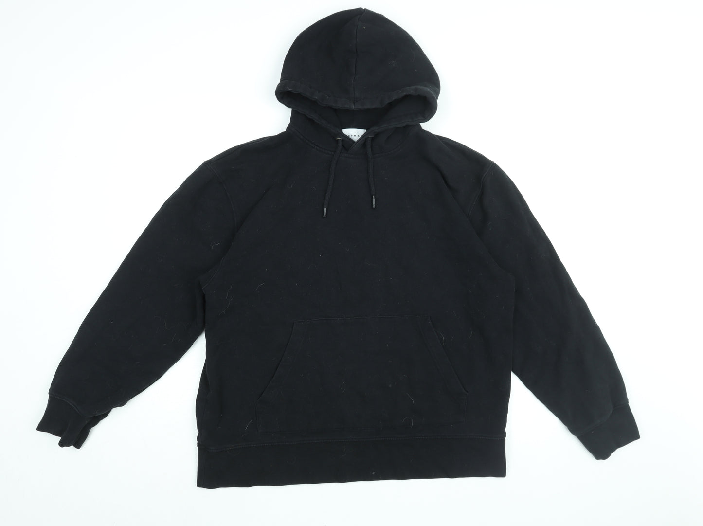 Topman Mens Black Cotton Pullover Hoodie Size L