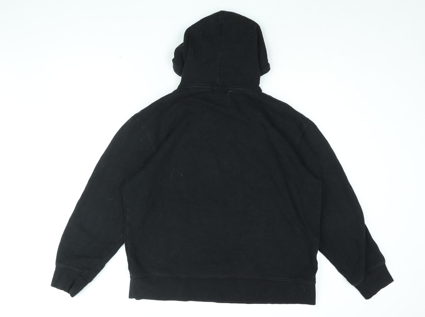 Topman Mens Black Cotton Pullover Hoodie Size L