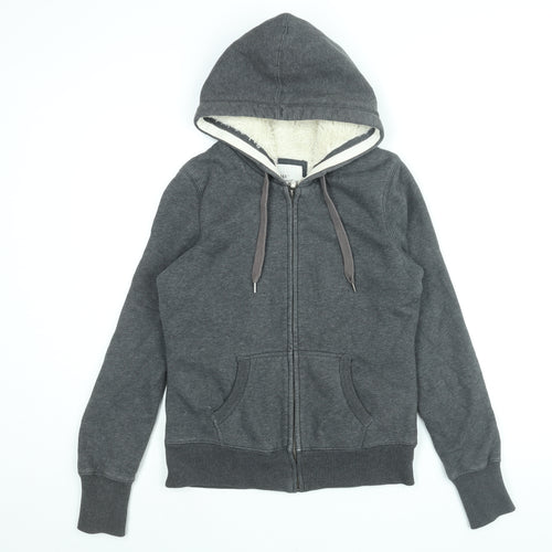 H&M Womens Grey Cotton Full Zip Hoodie Size M Zip