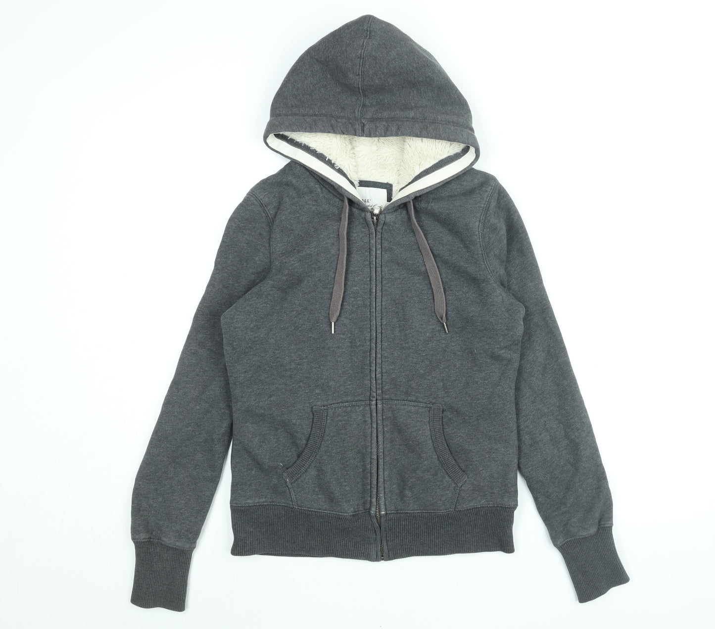 H&M Womens Grey Cotton Full Zip Hoodie Size M Zip