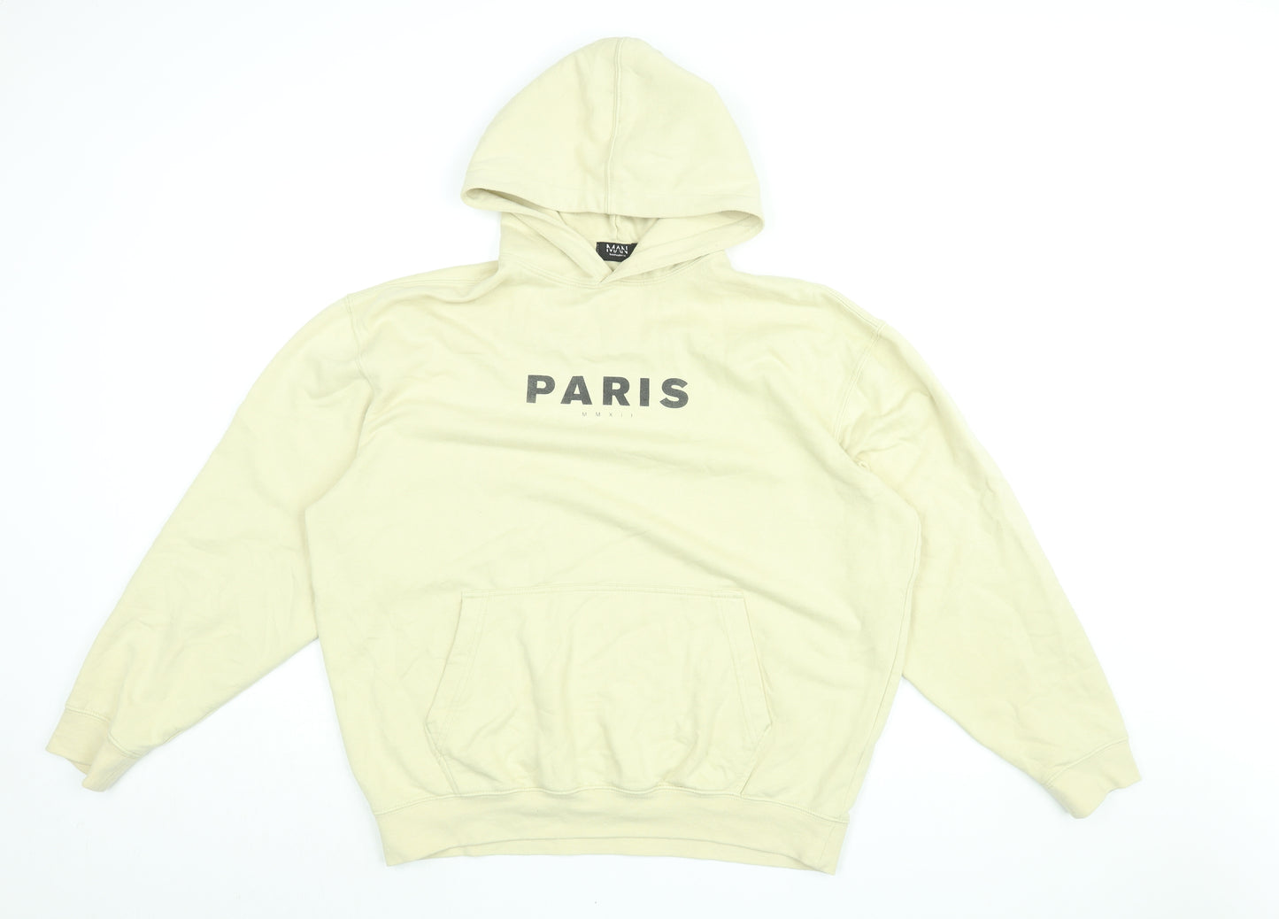 Boohoo Mens Yellow Cotton Pullover Hoodie Size XS - Paris