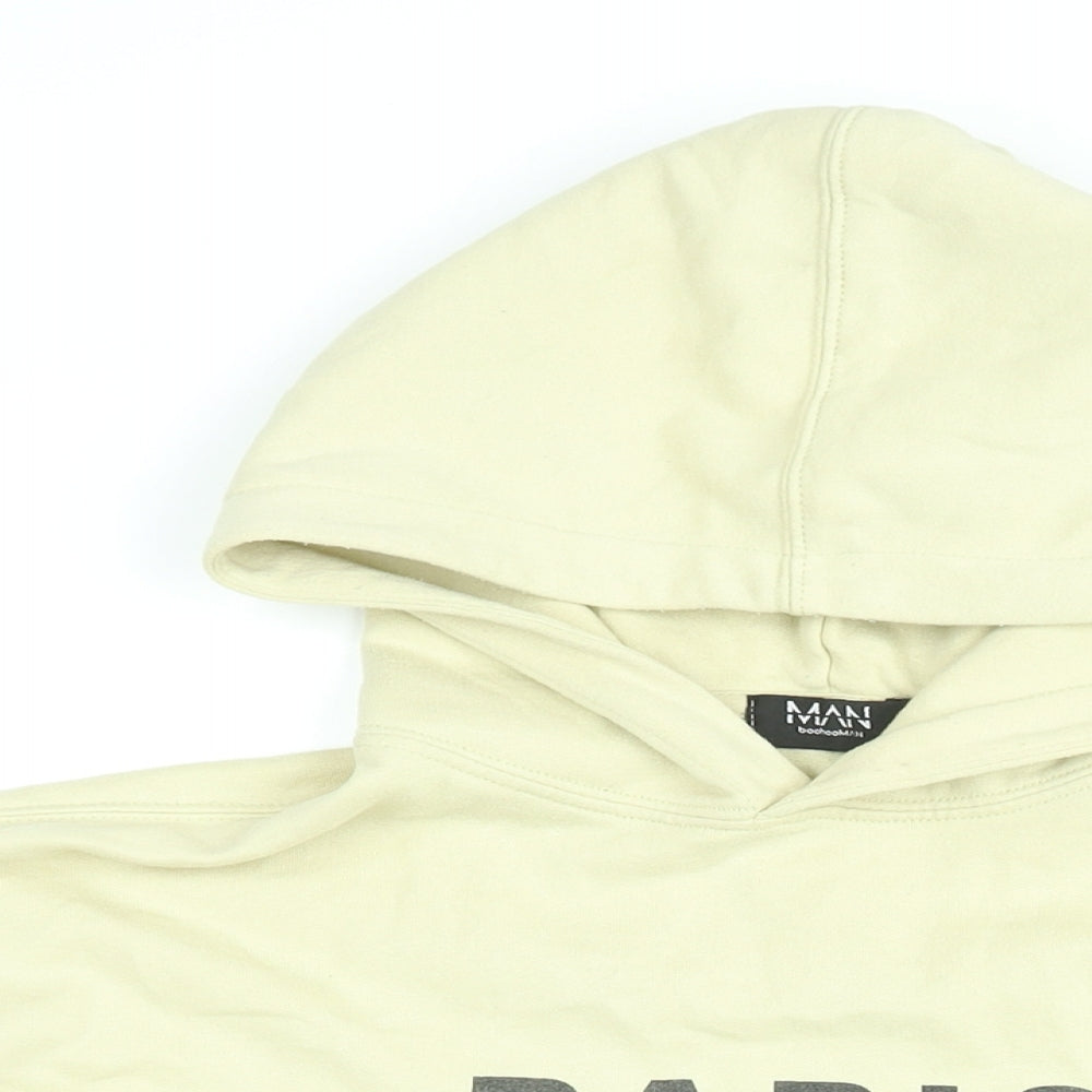 Boohoo Mens Yellow Cotton Pullover Hoodie Size XS - Paris