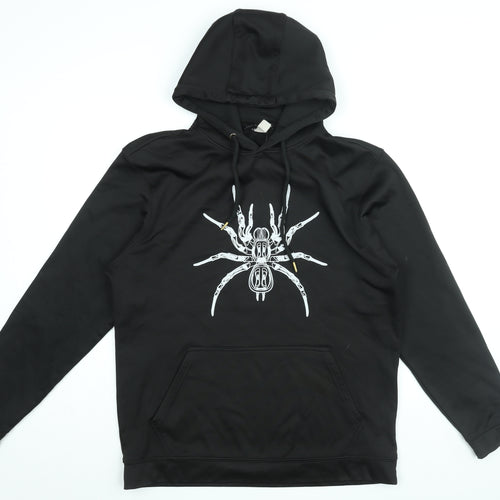 Eyes Wide Open Mens Black Polyester Pullover Hoodie Size L - Spider Print