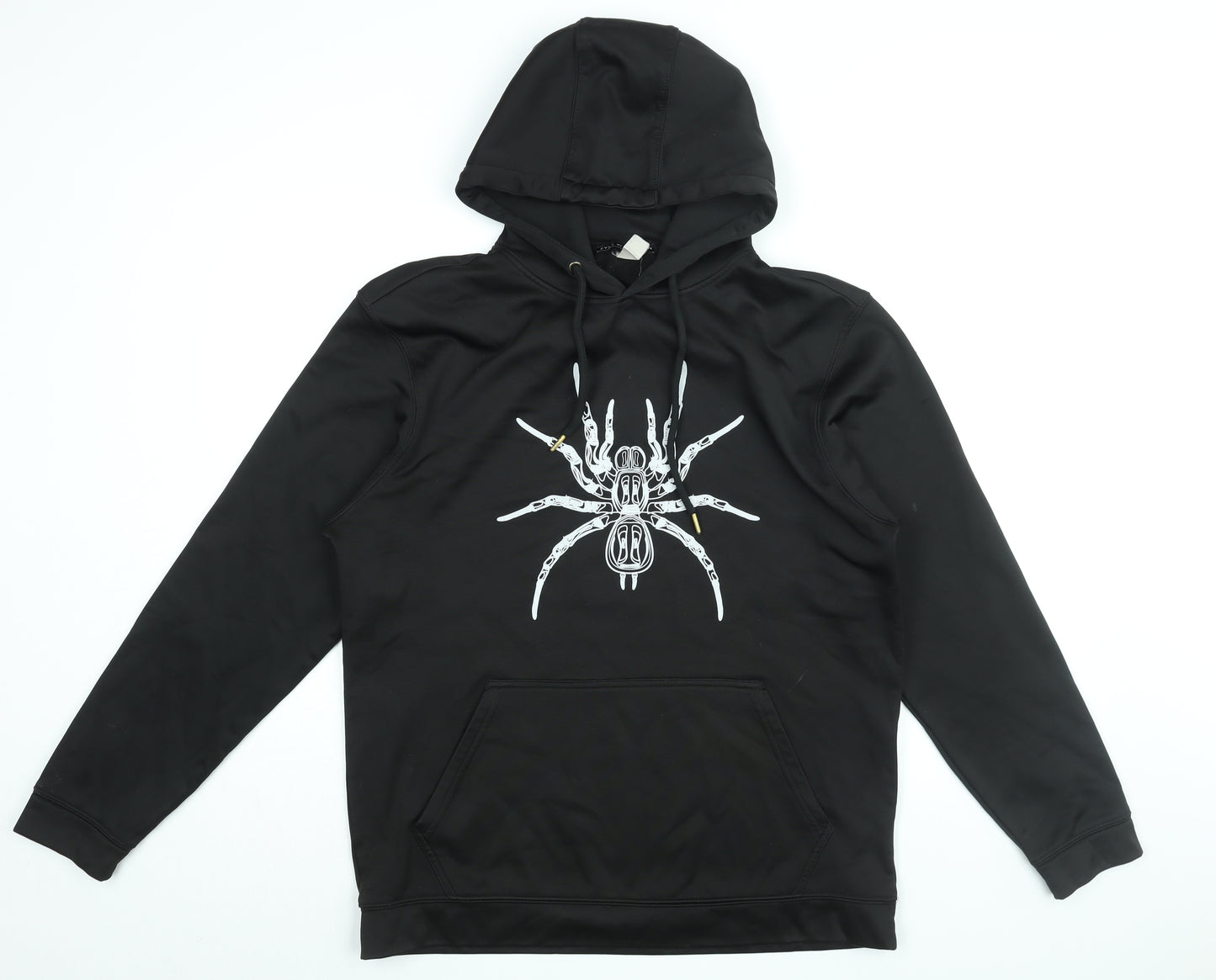 Eyes Wide Open Mens Black Polyester Pullover Hoodie Size L - Spider Print