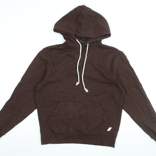 Zara Mens Brown Cotton Pullover Hoodie Size S