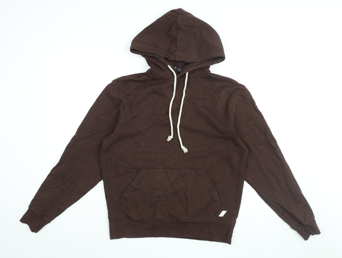 Zara Mens Brown Cotton Pullover Hoodie Size S