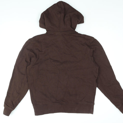 Zara Mens Brown Cotton Pullover Hoodie Size S