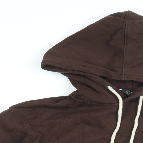 Zara Mens Brown Cotton Pullover Hoodie Size S