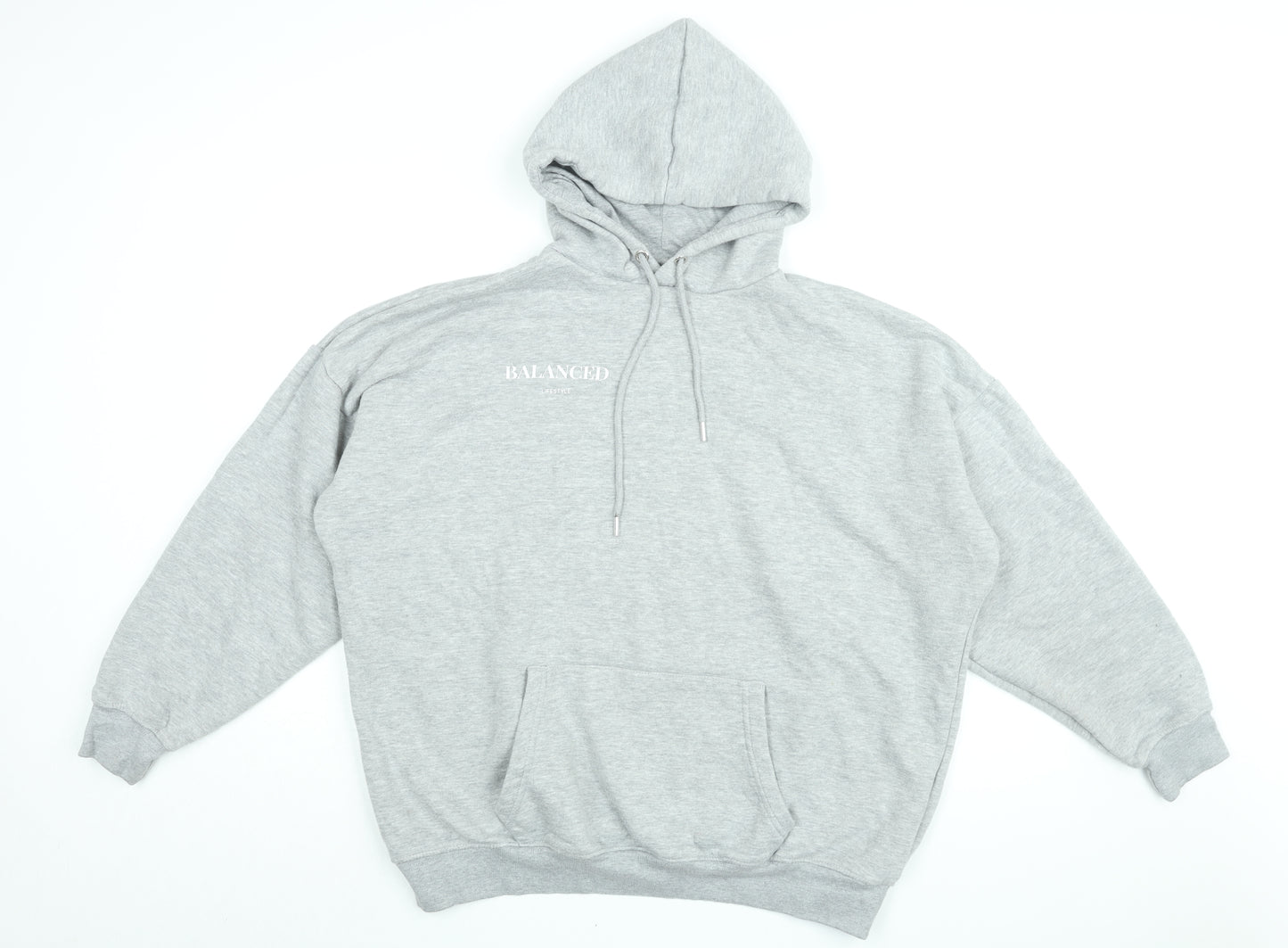 PRETTYLITTLETHING Womens Grey Cotton Pullover Hoodie Size M Pullover - Balanced Lifestyle