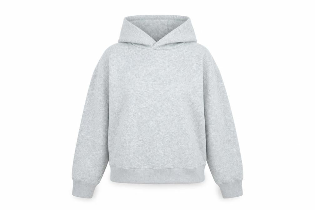 Front view of Zara women’s grey cotton pullover hoodie, size S, pullover