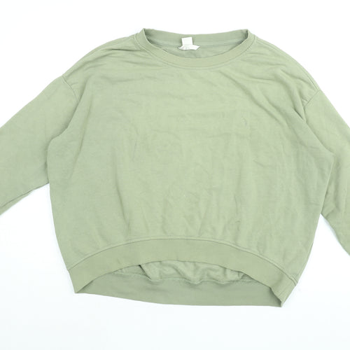 H&M Womens Green Cotton Pullover Sweatshirt Size M Pullover