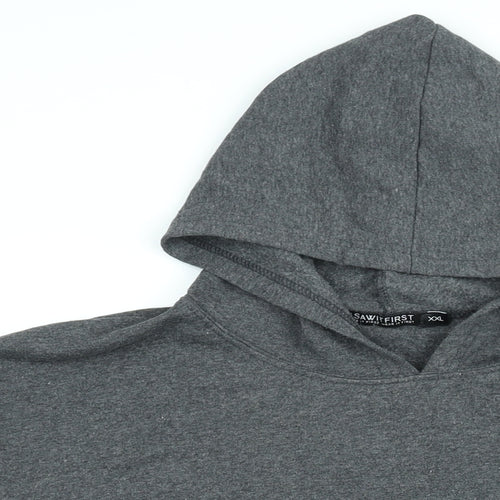 I SAW IT FIRST Womens Grey Cotton Pullover Hoodie Size 2XL Pullover