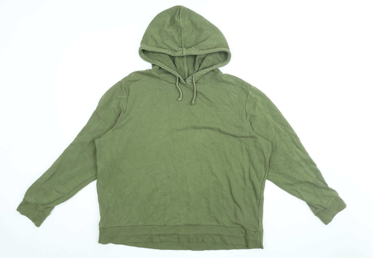 Marks and Spencer Womens Green Cotton Pullover Hoodie Size 18 Pullover