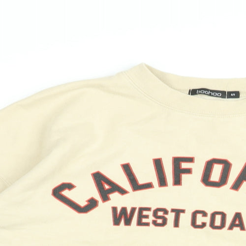 Boohoo Womens Beige Cotton Pullover Sweatshirt Size S Pullover - California West Coast